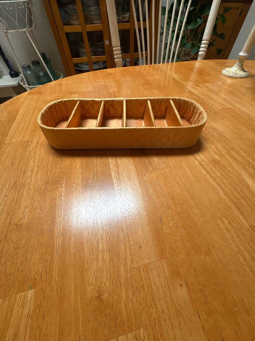 Vintage 1950s Gold Quilted Satin Boudoir Drawer Organizer for Hosiery or Gloves